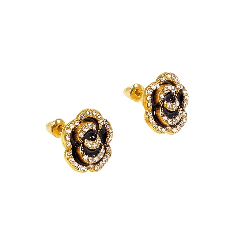Camellia Stud Earrings for Women — Elegant Rose Petal Design